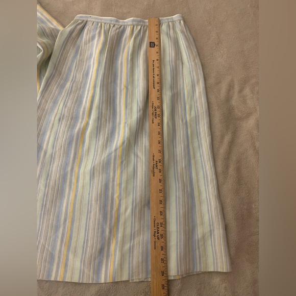 SALVATORE FERRAGAMO 2 Piece Striped Blue Yellow Suite Skirt Preppy High Fashion - Picture 8 of 15